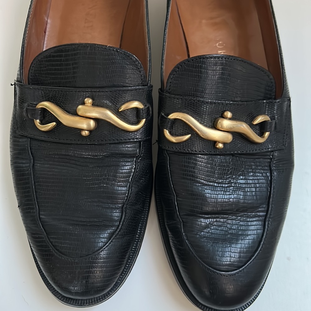 🔥HP🔥VTG Ann Taylor Loafers, black w gold buckle, size 7 1/2 M, Italy - Picture 8 of 15